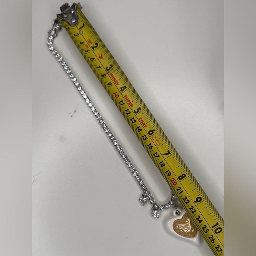 Julietta Dangly Heart Tennis Necklace Crystal Statement Pendant $295 Retail - Picture 8 of 8